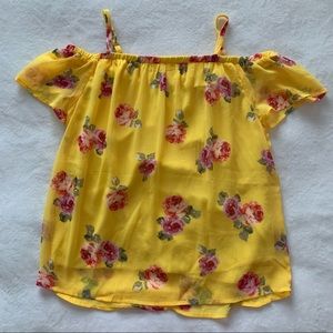 abercrombie kids Girls Yellow & Pink Floral Chiffon Off-the-shoulder top 13/14